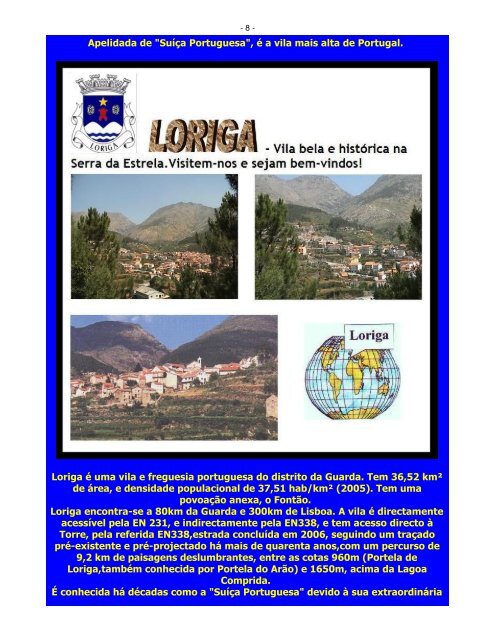 Extratos da obra  do historiador António Conde - História concisa da vila de Loriga - Das origens à extinção do município -  incluindo no site da Freguesia de Loriga