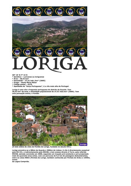 History of Loriga Portugal by the historian António Conde- História de Loriga Portugal pelo historiador António Conde