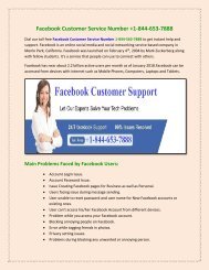 Facebook Customer Service Number +1-844-653-7888