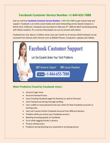 Facebook Customer Service Number +1-844-653-7888