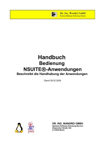 Handbuch Bedienung NSUITE®-Anwendungen Beschreibt die ...