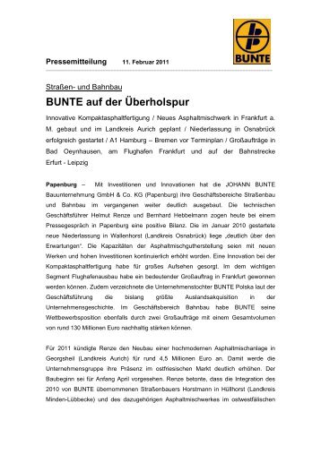 BUNTE auf der Überholspur - JOHANN BUNTE Bauunternehmung ...