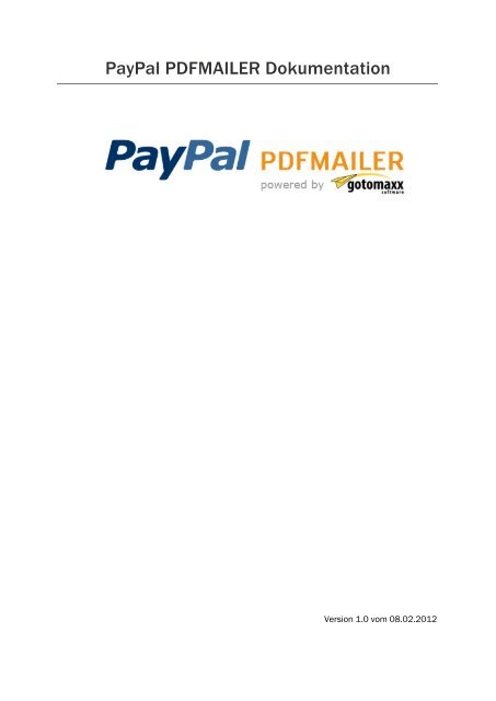 PayPal PDFMAILER Dokumentation - Gotomaxx Software GmbH