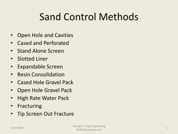 Sand Control Methods - George E King Engineering