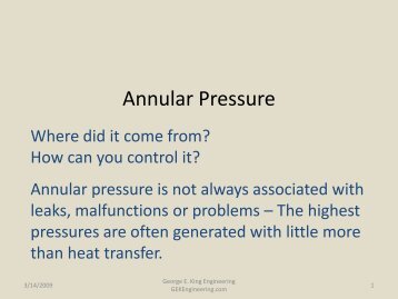 Annular Pressure Overview - George E King Engineering