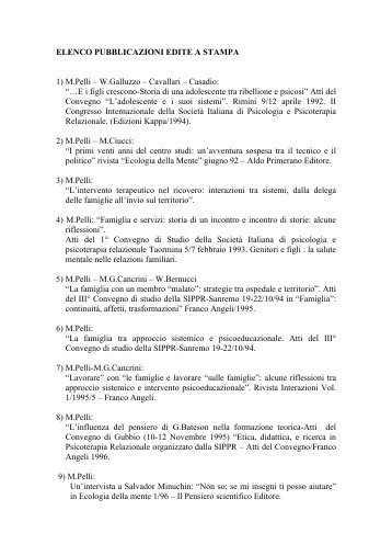 ELENCO PUBBLICAZIONI EDITE A STAMPA 1) M ... - Istituto Random