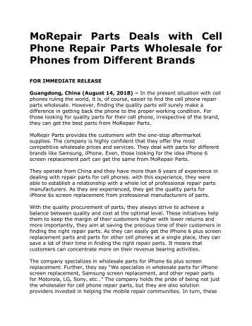 MoRepair Parts Deals with Cell Phone Repair Parts Wholesale for Phones from Different Brands