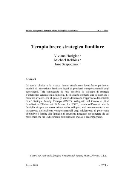 Terapia breve strategica familiare - Formazione in Psicologia