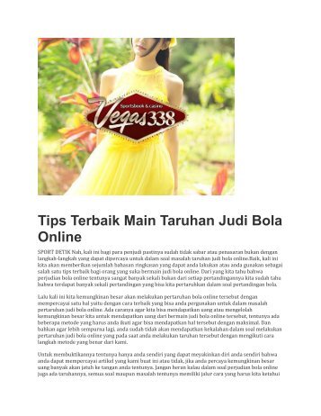 Tips Terbaik Main Taruhan Judi Bola Online