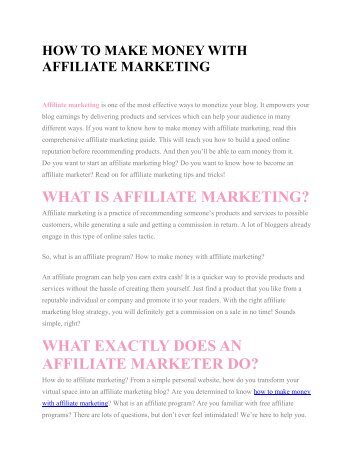 How To Make Money with Affiliate Marketing