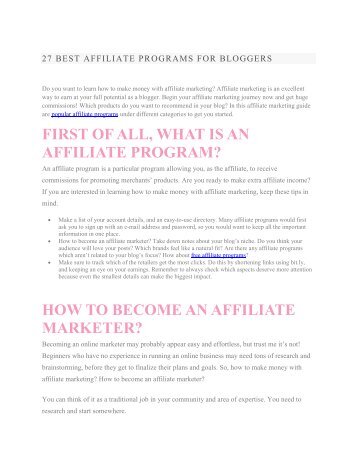 27 BEST AFFILIATE PROGRAMS FOR BLOGGERS