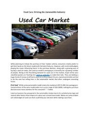 Used Cars- Driving the Automobile Industry