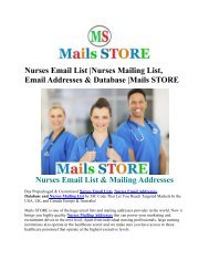 Nurse Mailing Lists, Nurses Email Lists, Nursing Database at Mails STORE