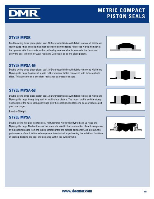 METRIC COMPACT PISTON SEALS