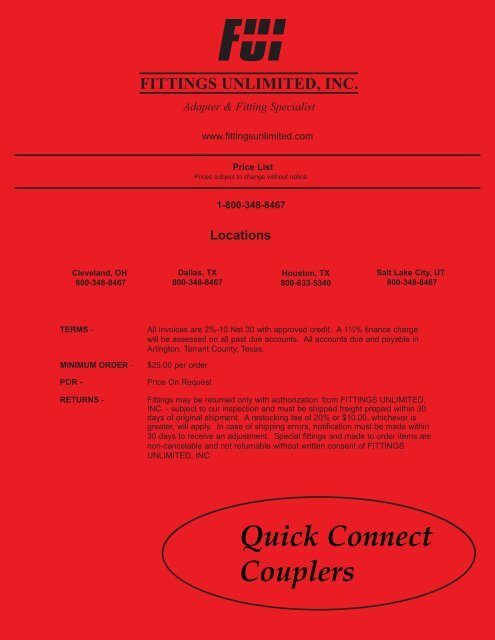 Full Flow Interchangeable Couplings Fittings Unlimited Inc
