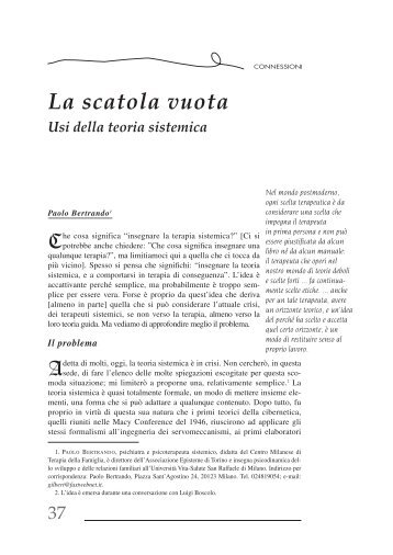 La scatola vuota. Usi della teoria sistemica. - Paolo Bertrando