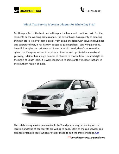 Which Taxi Service is best in Udaipur for Whole Day Trip
