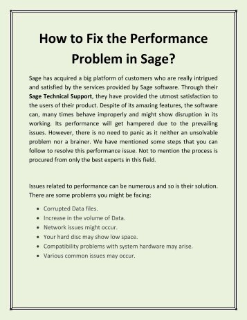 How to Fix the Performance Problem in Sage?