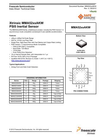 Xtrinsic MMA52xxAKW PSI5 Inertial Sensor - Data Sheet - Freescale ...