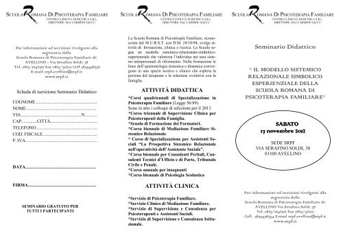 Programma - Scuola Romana di Psicoterapia Familiare