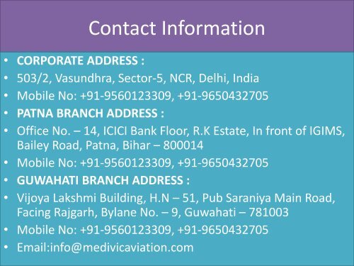 Medivic Aviation Air Ambulance Services in Guwahati