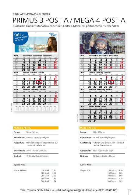 Werbekalender Kalender  Werbemittel Katalog