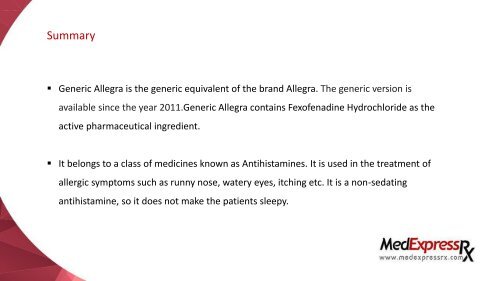 Generic Allegra- A popular choice to treat allergic symptoms