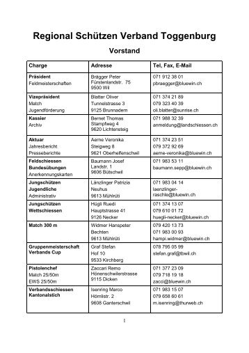 Regional Schützen Verband Toggenburg - Alttoggenburg ...