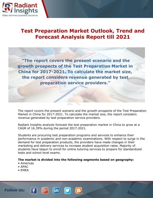 Test Preparation Market Scenario and Future Growth Analysis Report till ...