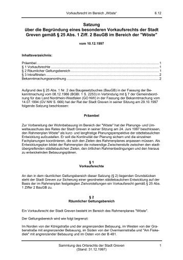 Vorlage zur Erstellung von Satzungen - Stadt Greven