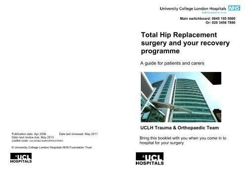 Total Hip Replacement surgery and your recovery programme
