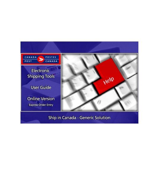 Canada Post – EST Online EOE – Ship in Canada – Generic Solution