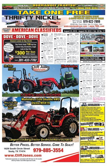 American Classifieds/Thrifty Nickel Aug. 23rd Edition Bryan/College Station