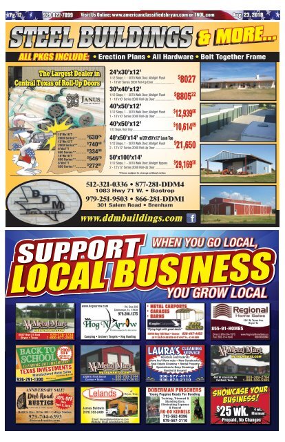 American Classifieds/Thrifty Nickel Aug. 23rd Edition Bryan/College Station