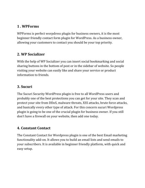 Top 5 Effective Wordpress Plugins for Business Website