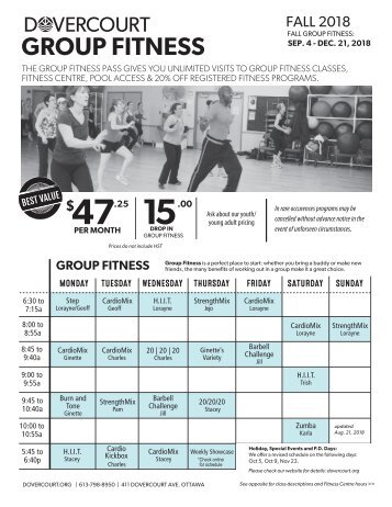 Dovercourt Fall 2018 Group Fitness