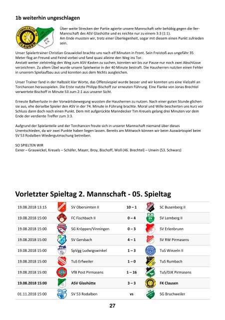 FKC Aktuell - 05. Spieltag - Saison 2018/2019