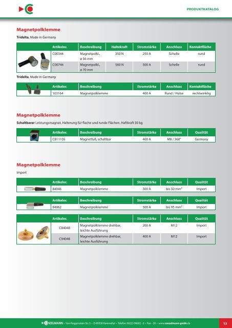 Conzelmann Schweißhandelsgesellschaft – Produktkatalog 2018