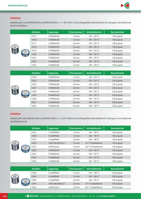 Conzelmann Schweißhandelsgesellschaft – Produktkatalog 2018