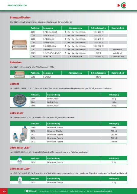 Conzelmann Schweißhandelsgesellschaft – Produktkatalog 2018