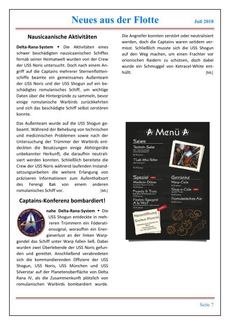 Starfleet-Gazette, Ausgabe 061 (Juli 2018)