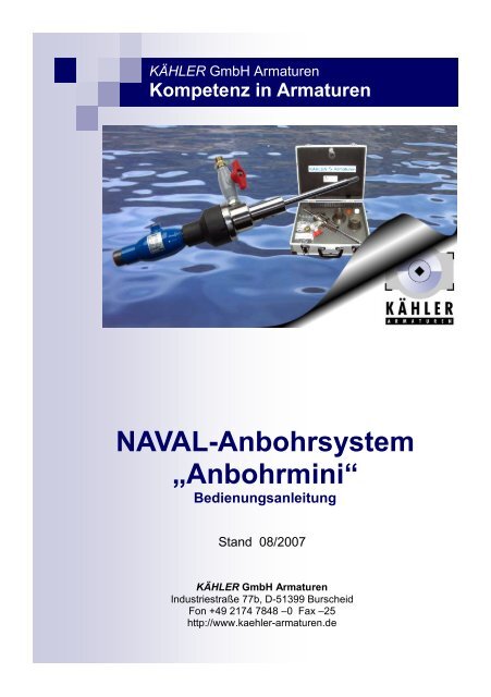 NAVAL-Anbohrsystem âAnbohrminiâ - KÃHLER GmbH Armaturen