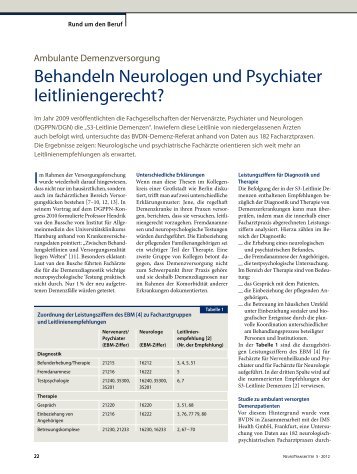 Behandeln Neurologen und Psychiater leitliniengerecht? 2012