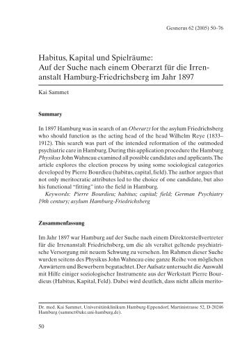 Habitus, Kapital und Spielräume: Auf der Suche nach ... - Gesnerus