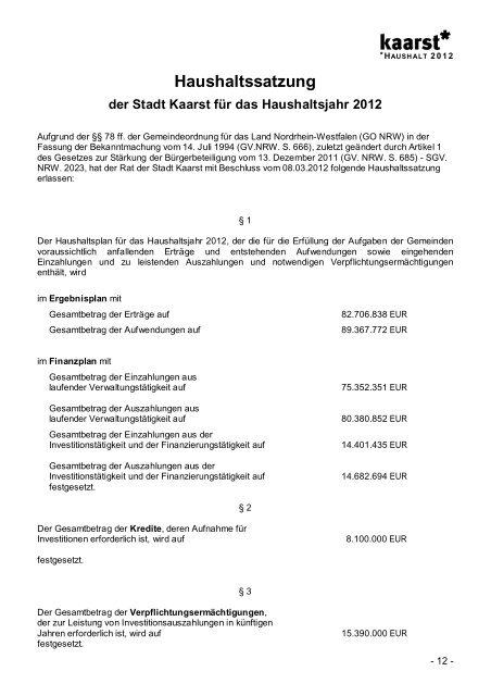 Produktbuch 2012 - Stadt Kaarst