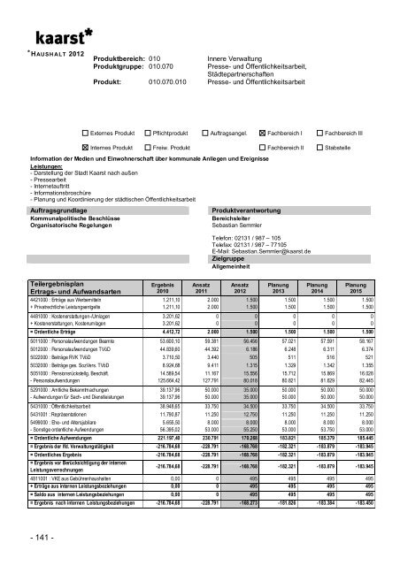 Produktbuch 2012 - Stadt Kaarst