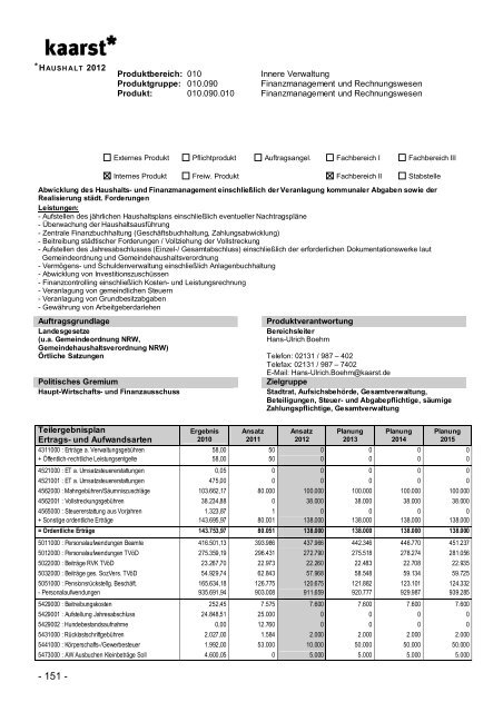 Produktbuch 2012 - Stadt Kaarst