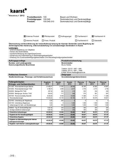 Produktbuch 2012 - Stadt Kaarst