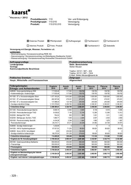 Produktbuch 2012 - Stadt Kaarst