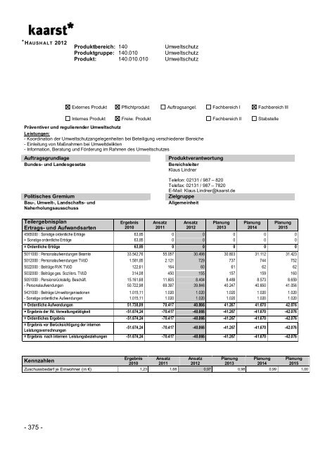 Produktbuch 2012 - Stadt Kaarst